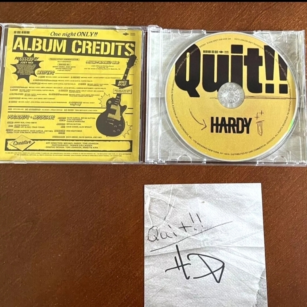 Hardy Quit!! Signed CD Autographed